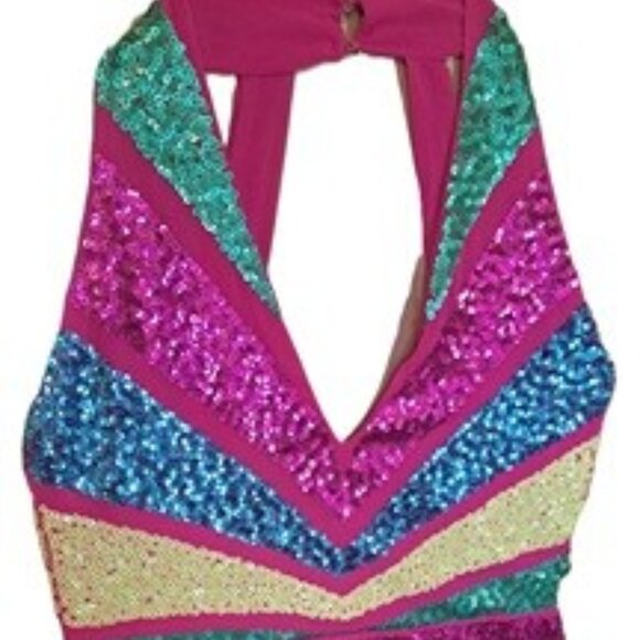 Sequin Halter Hotpants Onesy 4/6 - Picture 5 of 9